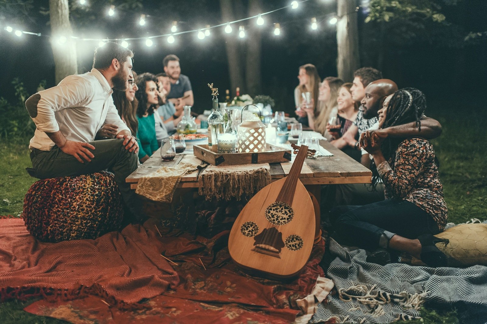 Family sharing a meal together